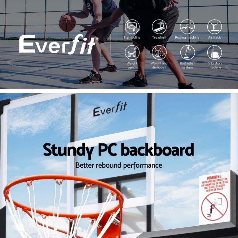 everfit 3.05m basketball hoop stand system portable height adjustable net ring Everfit basketball hoop with sturdy PC backboard