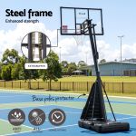 everfit 3.05m basketball hoop stand system portable height adjustable net ring Portable outdoor basketball hoop with steel frame