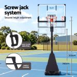 everfit 3.05m basketball hoop stand system portable height adjustable net ring Adjustable outdoor basketball hoop with screw jack system