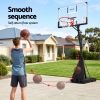 everfit 3.05m basketball hoop stand system portable height adjustable net ring Man shooting basketball at self-return hoop system