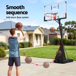 everfit 3.05m basketball hoop stand system portable height adjustable net ring Man shooting basketball at self-return hoop system