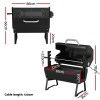 grillz bbq grill charcoal electric smoker roaster Black electric rotisserie BBQ with dimensions labelled