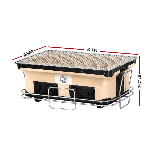 Portable rectangular charcoal grill with mesh top