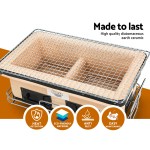 Rectangular ceramic charcoal grill with metal mesh top