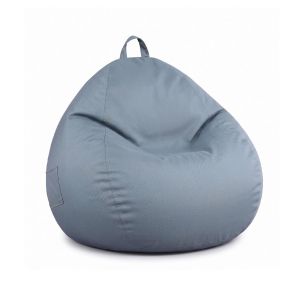 Blue fabric bean bag chair with handle