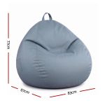 artiss outdoor bean bag chair cover (no filler) splash proof beanbag sofacover for adults teens kids stuffable bean bag cover for patio poolside relaxing, grey Grey bean bag chair with dimensions displayed