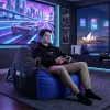 artiss gaming bean bag chair cover (no filler) for adults teens kids splash proof floor gaming chair cover with side pockets, headphone hanger, cup holder, bean bag cover only Teen gaming in neon-lit Sydney bedroom