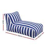 artiss outdoor bean bag chair cover (no filler) splash proof beanbag lounge sofacover stuffed animal storage bean bag cover for patio poolside relaxing, blue Blue and white striped floor lounge chair