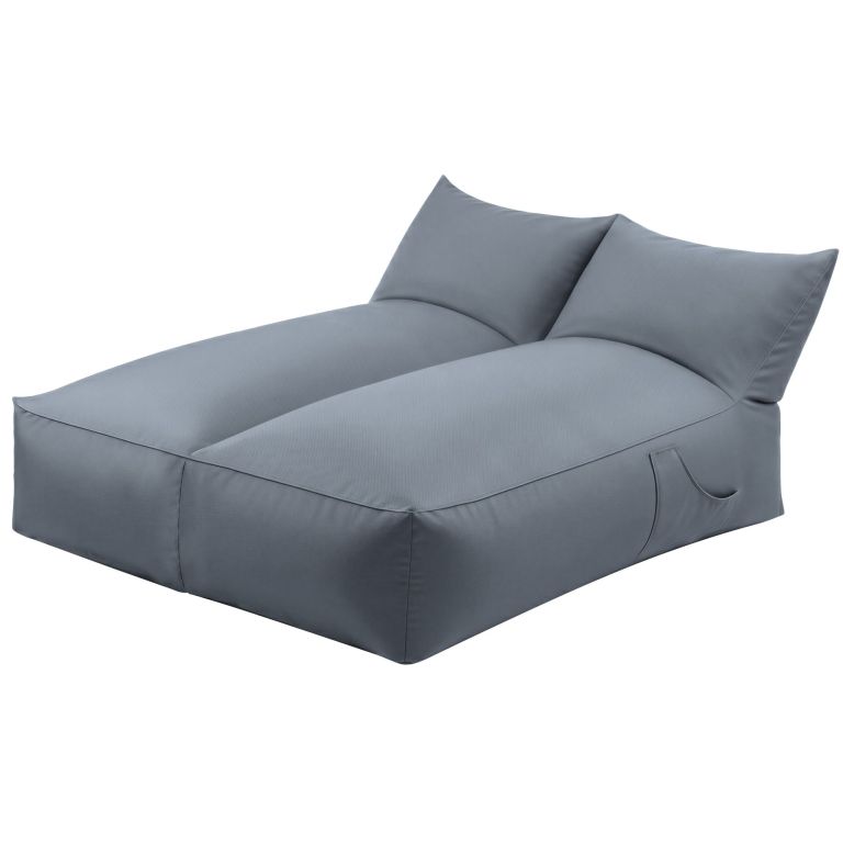 Grey double lounge bean bag with backrests