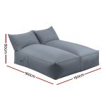 Grey double outdoor bean bag lounge with dimensions