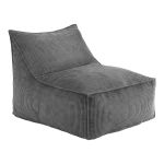 Grey corduroy bean bag chair with backrest