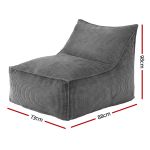 Grey corduroy bean bag lounge chair