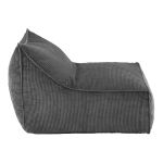 Grey corduroy bean bag chair on white background