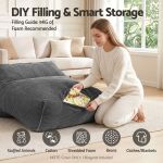 Woman filling bean bag with foam pieces