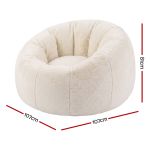Cream faux fur round swivel chair with dimensions