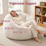 Woman relaxing on ergonomic support bean bag chair