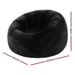 artiss bean bag chair cover (no filler) soft faux fur beanbag cover large round stuffed animal storage bean bag cover washable lazy sofa cover for adults kids teens, black Black plush round bean bag chair, 107cm wide