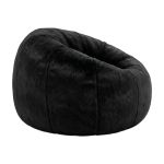 artiss bean bag chair cover (no filler) soft faux fur beanbag cover large round stuffed animal storage bean bag cover washable lazy sofa cover for adults kids teens, black Black faux fur bean bag chair