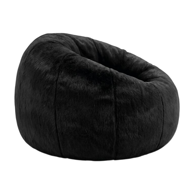 artiss bean bag chair cover (no filler) soft faux fur beanbag cover large round stuffed animal storage bean bag cover washable lazy sofa cover for adults kids teens, black Black faux fur bean bag chair
