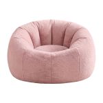 Blush pink plush barrel accent chair