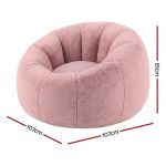 Pink plush round bean bag chair