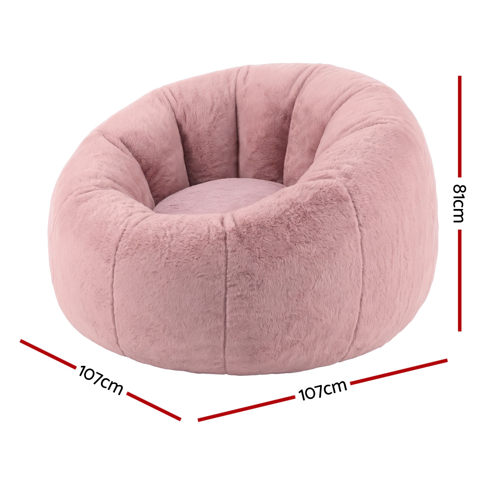 Pink plush round bean bag chair