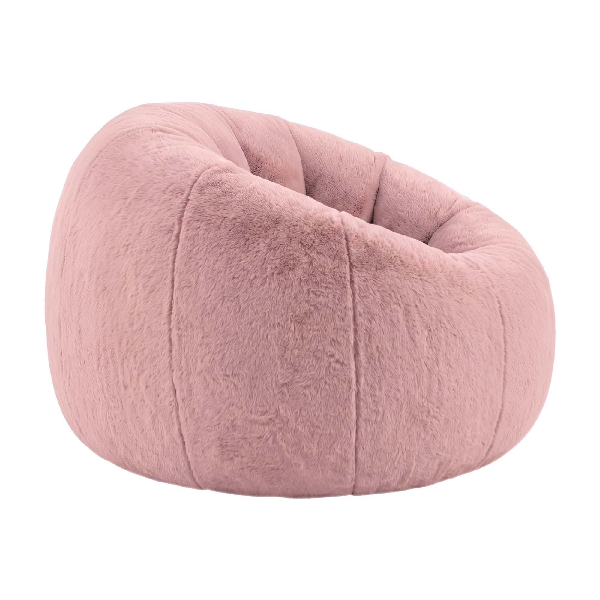 Soft pink plush bean bag chair
