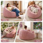 Pink bean bag chair for reading and gaming