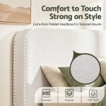 artiss queen headboard for bed frame boucle fabric no assembly vacuum compressed soft backrest with removable washable cover 172cm wide Extra-thick boucle upholstered padded bed headboard
