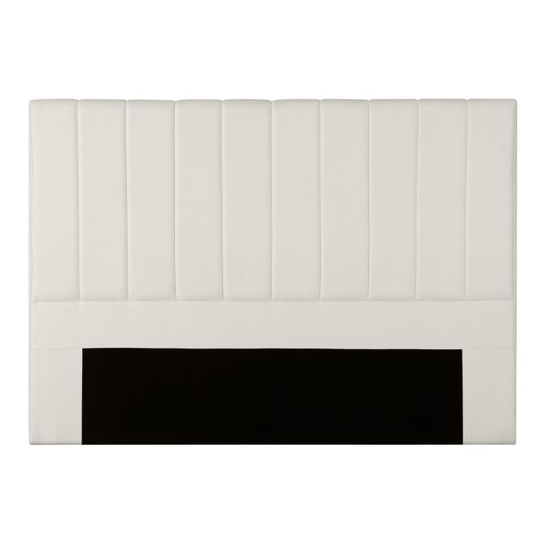 artiss bed head headboard king linen 183cm beige Light beige upholstered headboard with vertical panels