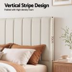 artiss bed head headboard king linen 183cm beige Upholstered vertical stripe headboard with foam padding