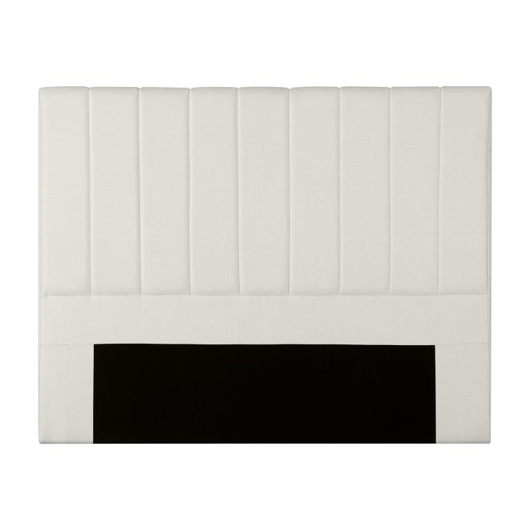 artiss bed head headboard queen linen 153cm beige Cream upholstered bedhead with vertical panel design