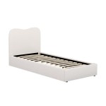 Upholstered single bed frame with curved headboard
