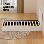 Bed frame with thick wooden slats base