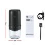 Black electric coffee grinder with accessories
