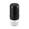 Black electric coffee grinder with adjustable settings dial
