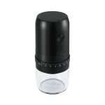 Black electric coffee grinder with adjustable settings dial