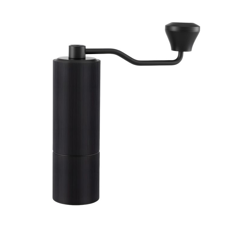 devanti manual coffee grinder with 24 adjustable settings | hand coffee bean burr mill for espresso french press | portable stainless steel quiet grinder with storage bag for travel camping, black Matte black manual coffee grinder with crank handle