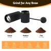 devanti manual coffee grinder with 24 adjustable settings | hand coffee bean burr mill for espresso french press | portable stainless steel quiet grinder with storage bag for travel camping, black Manual coffee grinder with grind size comparison