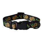 Black dog collar with sunflower pattern