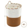 artiss woven laundry basket with handles foldable white & brown White and brown woven storage basket with handles