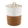 artiss woven laundry basket with handles foldable white & brown Two-tone woven rope laundry basket with handles