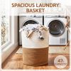 artiss woven laundry basket with handles foldable white & brown 47L spacious laundry basket in modern laundry