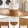 artiss woven laundry basket with handles foldable white & brown Woven cotton rope laundry basket in laundry room