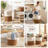 artiss woven laundry basket with handles foldable white & brown Woven storage baskets styled in multiple home rooms