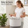 Woman carrying woven laundry basket with sturdy handles