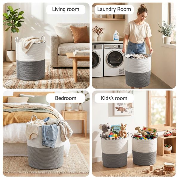 Rope storage basket used in various home rooms