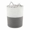 Grey and white woven rope laundry basket