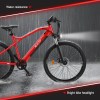Red electric bike in heavy rain with headlight