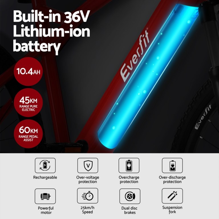 everfit 26 inch electric bike mountain bicycle ebike built in battery 250w Everfit e-bike with 36V lithium-ion battery